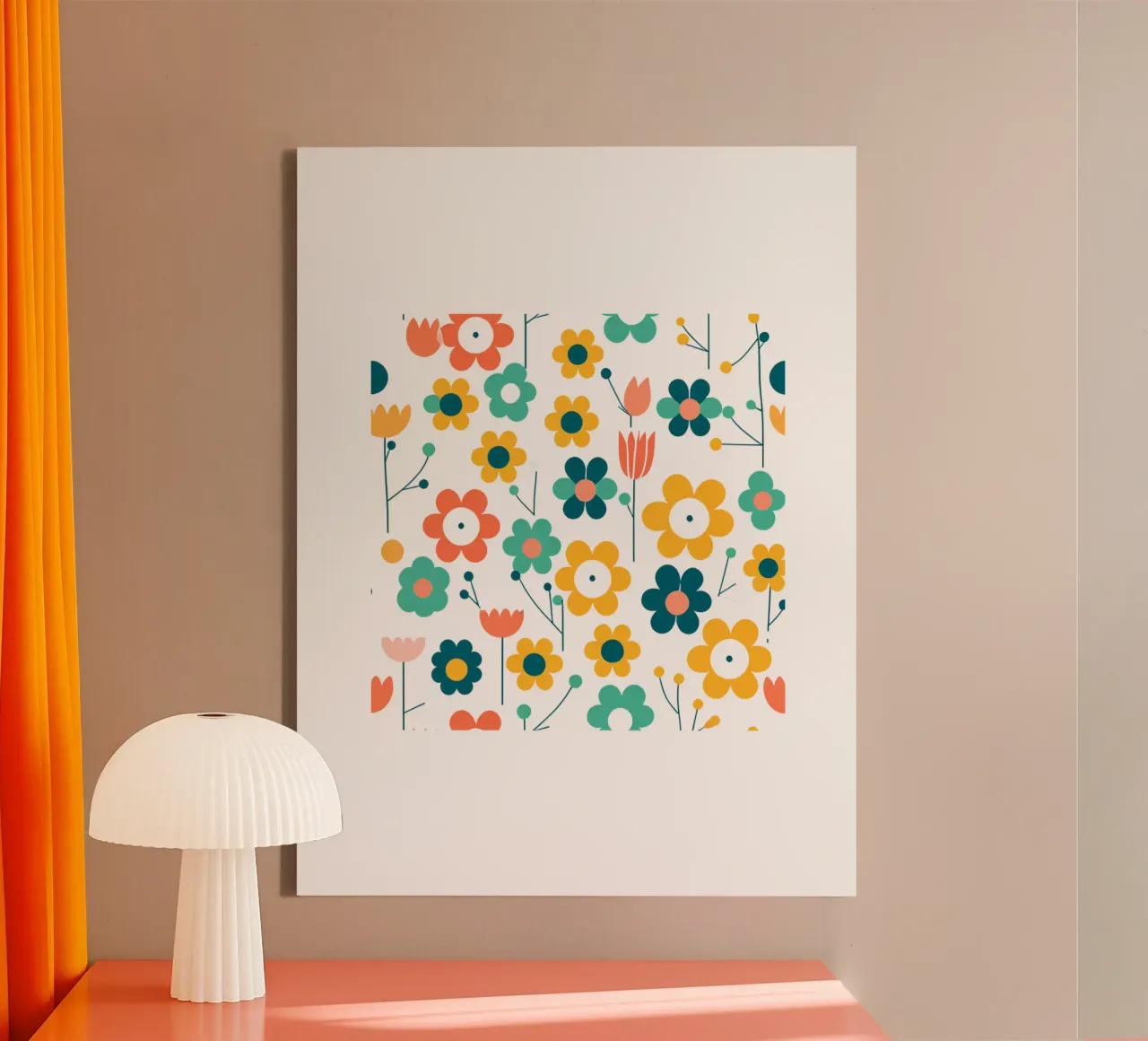 Fleurs vintages 4 tela con Cornice a cassetta da Rezh creations