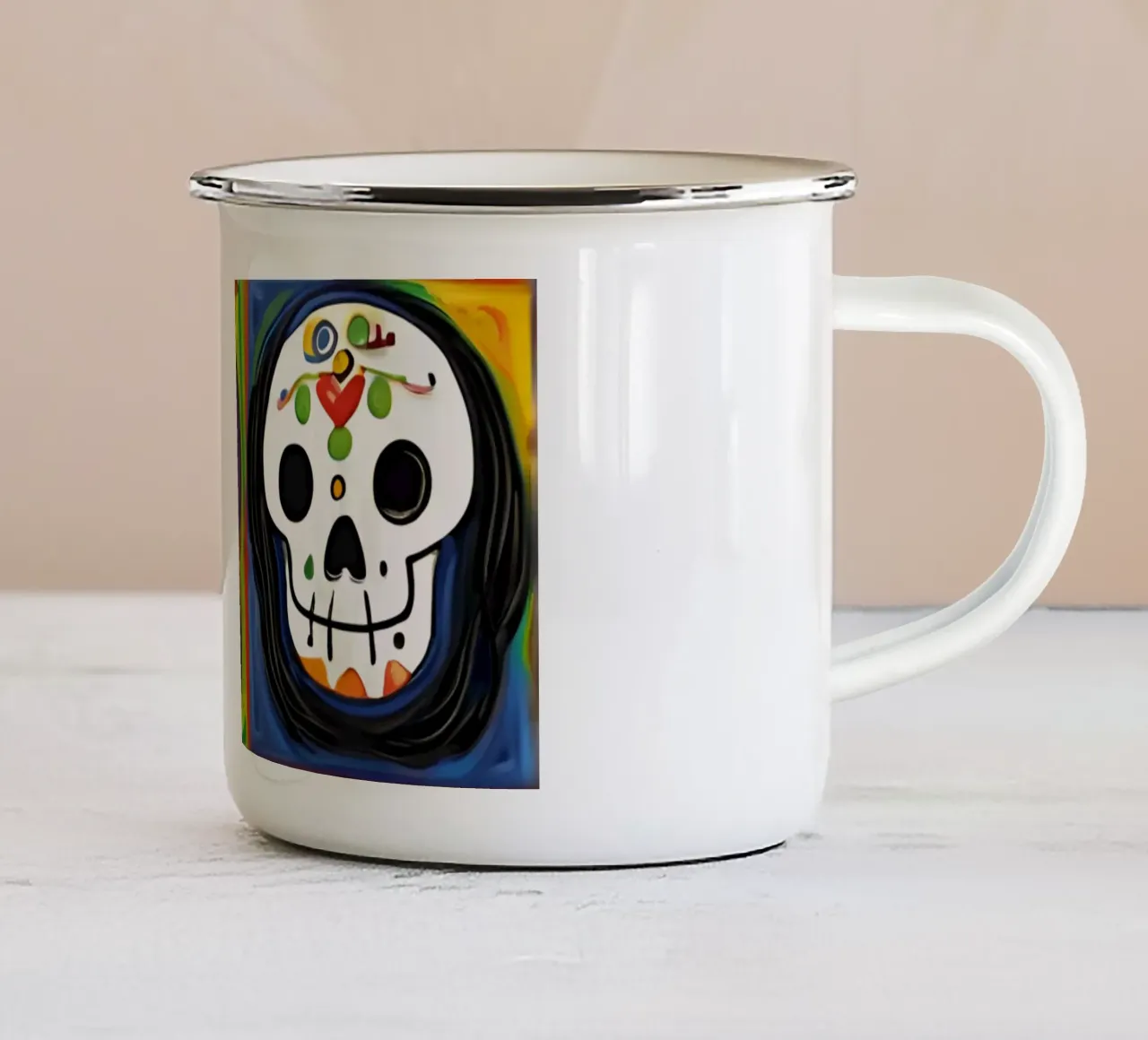 teschio colorato per bambini 1 tazza in smalto da Rezh creations