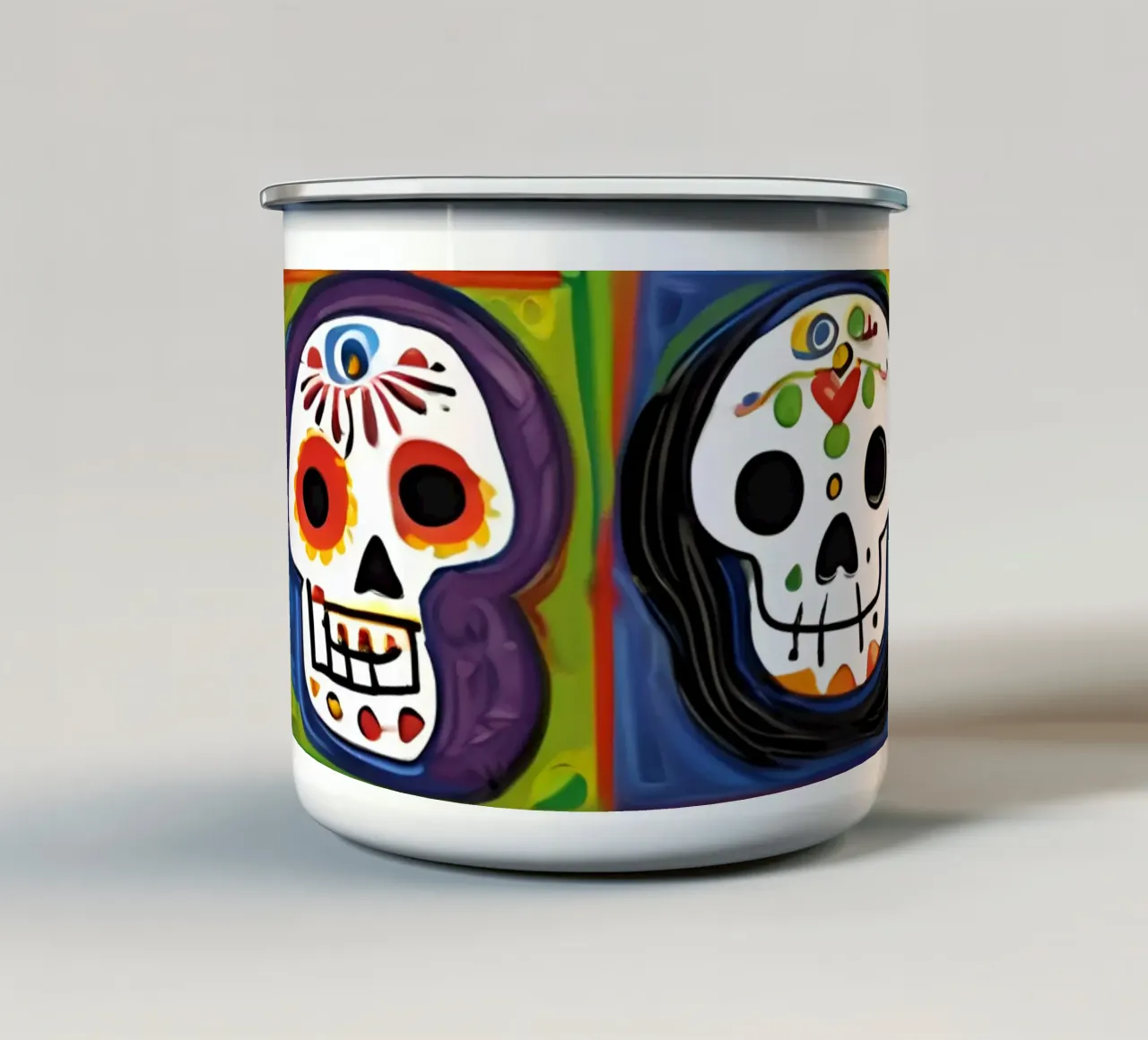 teschio colorato per bambini 1 tazza in smalto da Rezh creations
