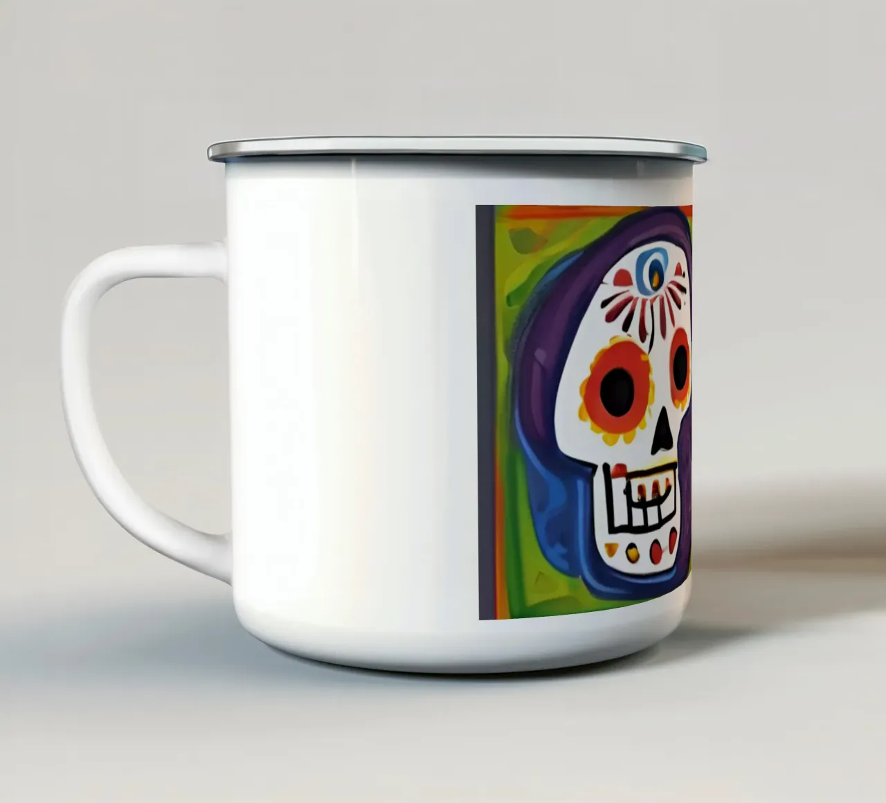 teschio colorato per bambini 1 tazza in smalto da Rezh creations