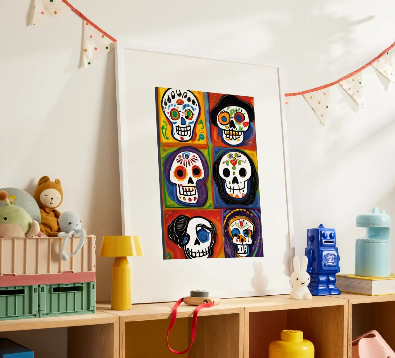 gekleurde schedel voor kinderen 1 poster van Rezh creations