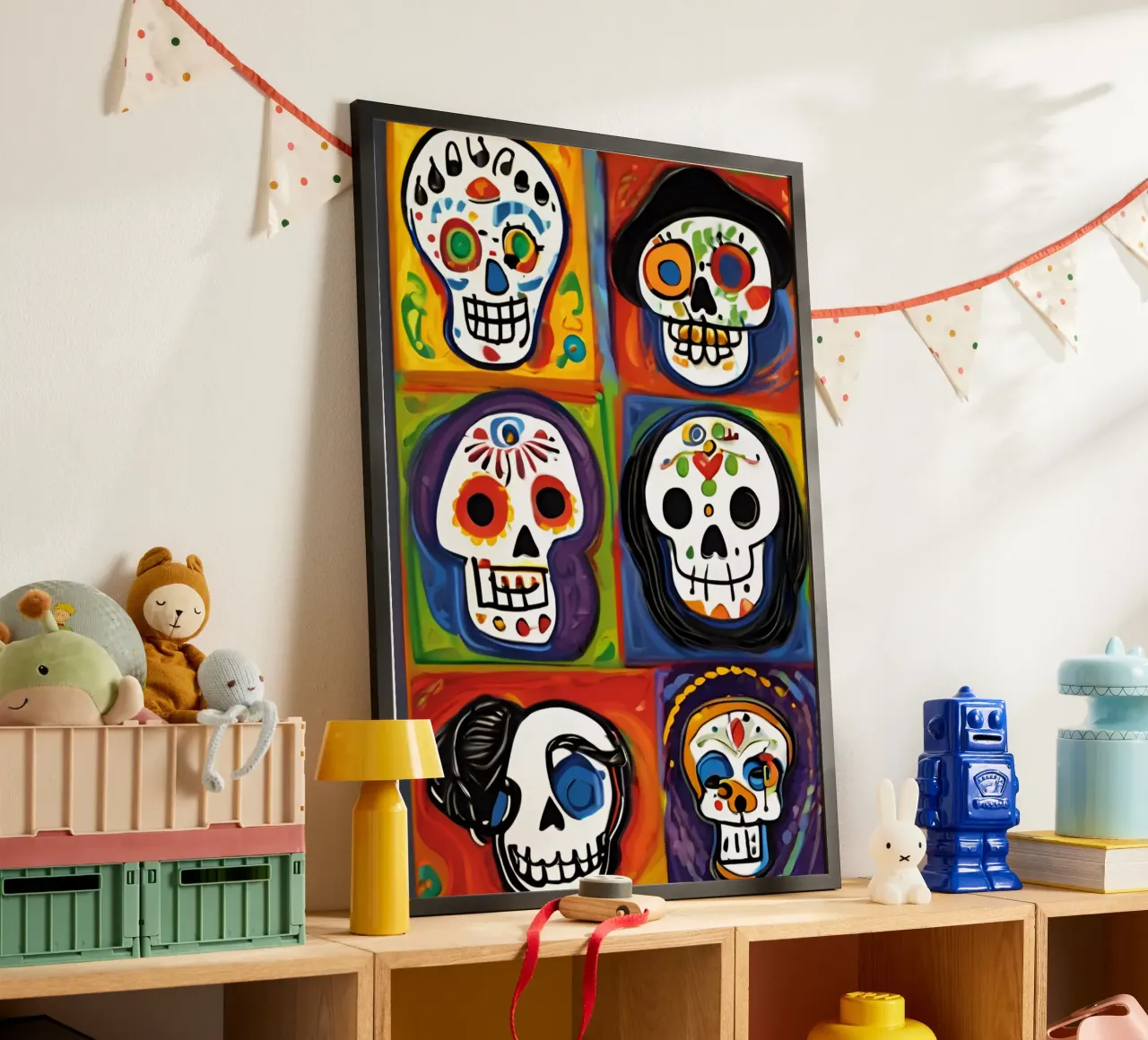 gekleurde schedel voor kinderen 1 poster van Rezh creations