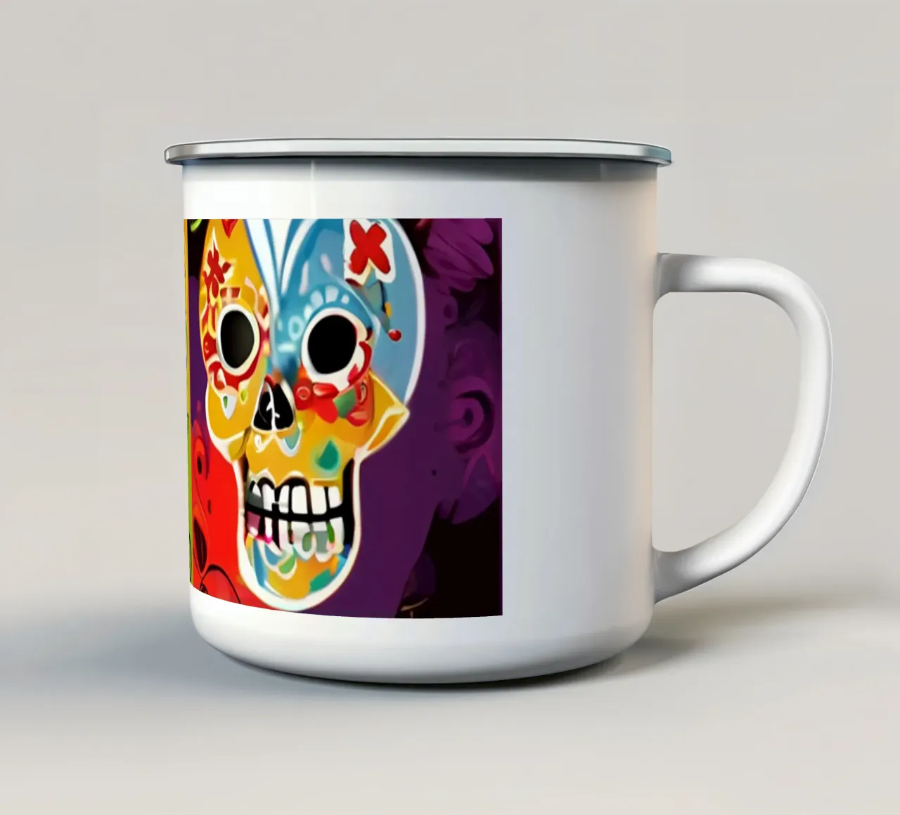 crâne coloré enfantin 2 tazza in smalto da Rezh creations