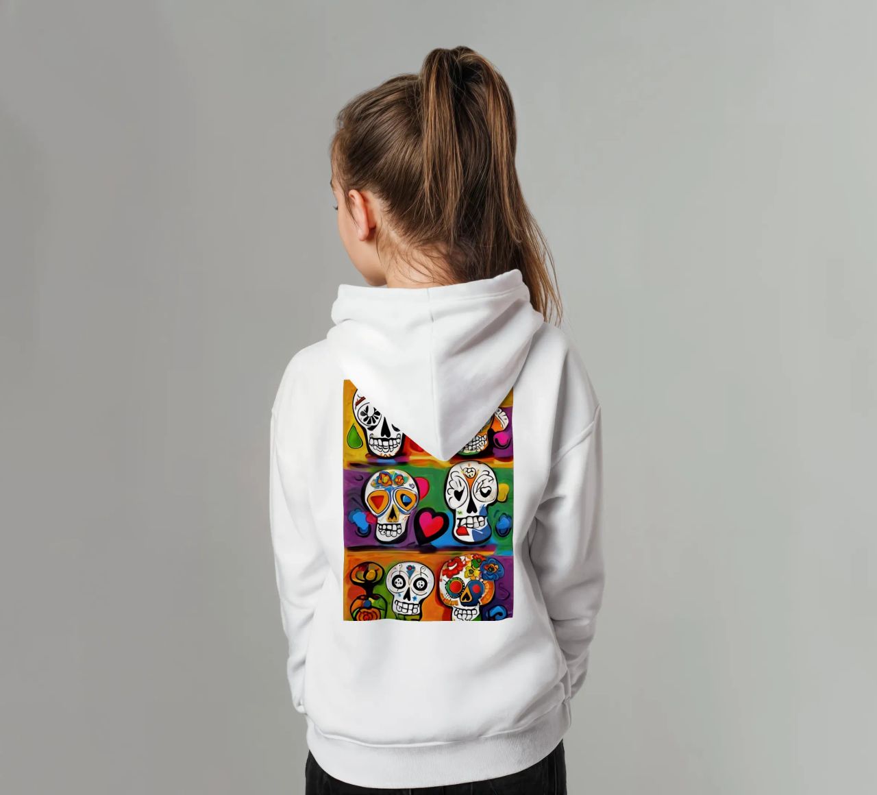 crâne coloré enfantin 3 felpa bambino con cappuccio da Rezh creations