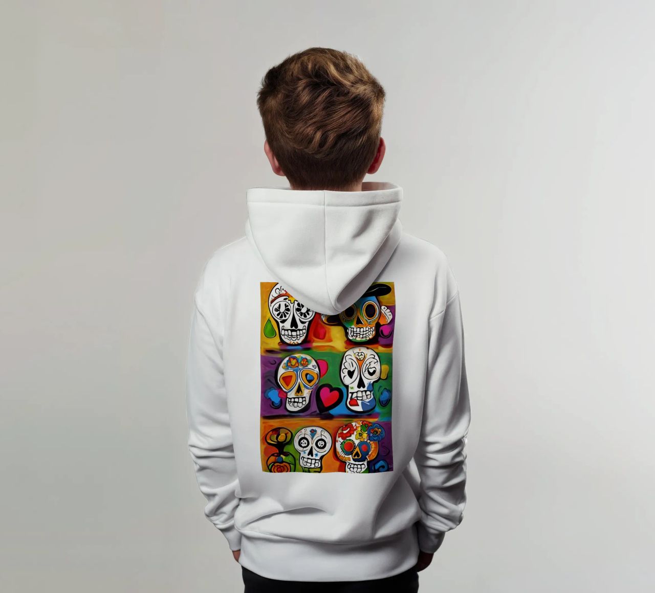 crâne coloré enfantin 3 felpa bambino con cappuccio da Rezh creations