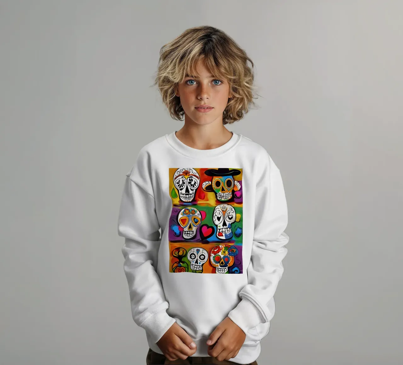 crâne coloré enfantin 3 kids sweatshirt by Rezh creations