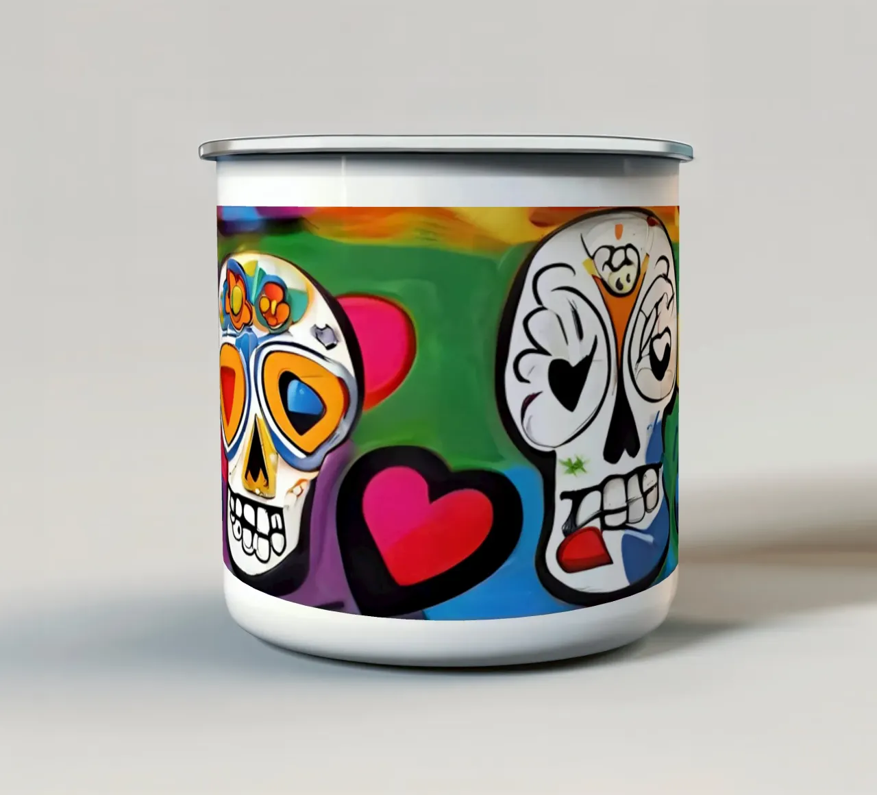 crâne coloré enfantin 3 tazza in smalto da Rezh creations