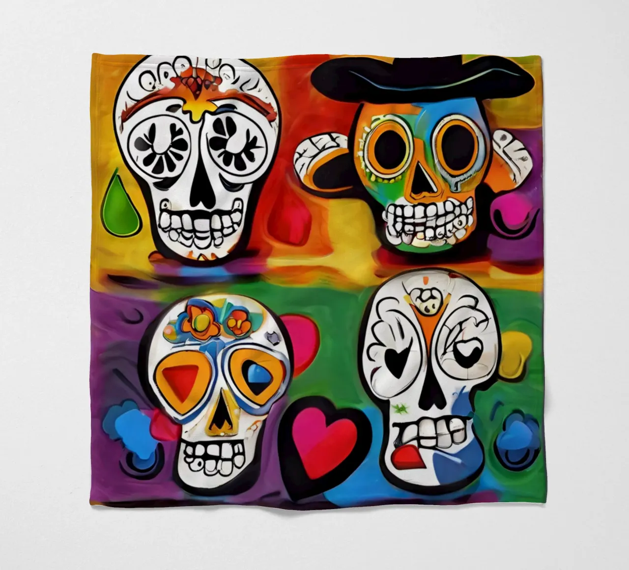 crâne coloré enfantin 3 fleece blanket by Rezh creations
