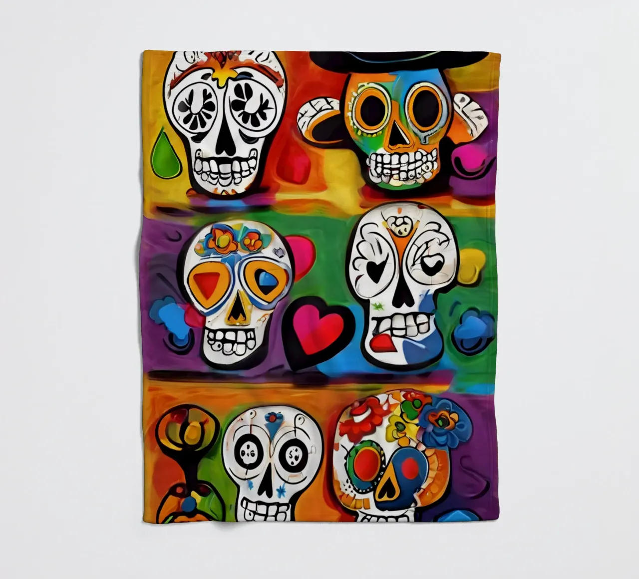 crâne coloré enfantin 3 fleece blanket by Rezh creations