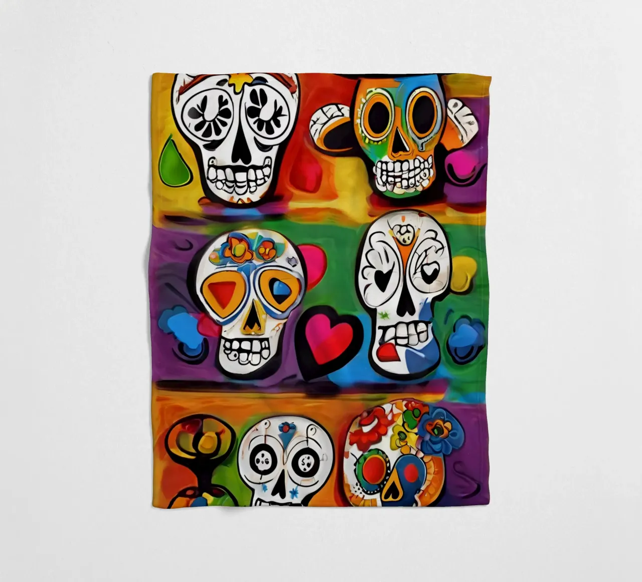 crâne coloré enfantin 3 fleece blanket by Rezh creations