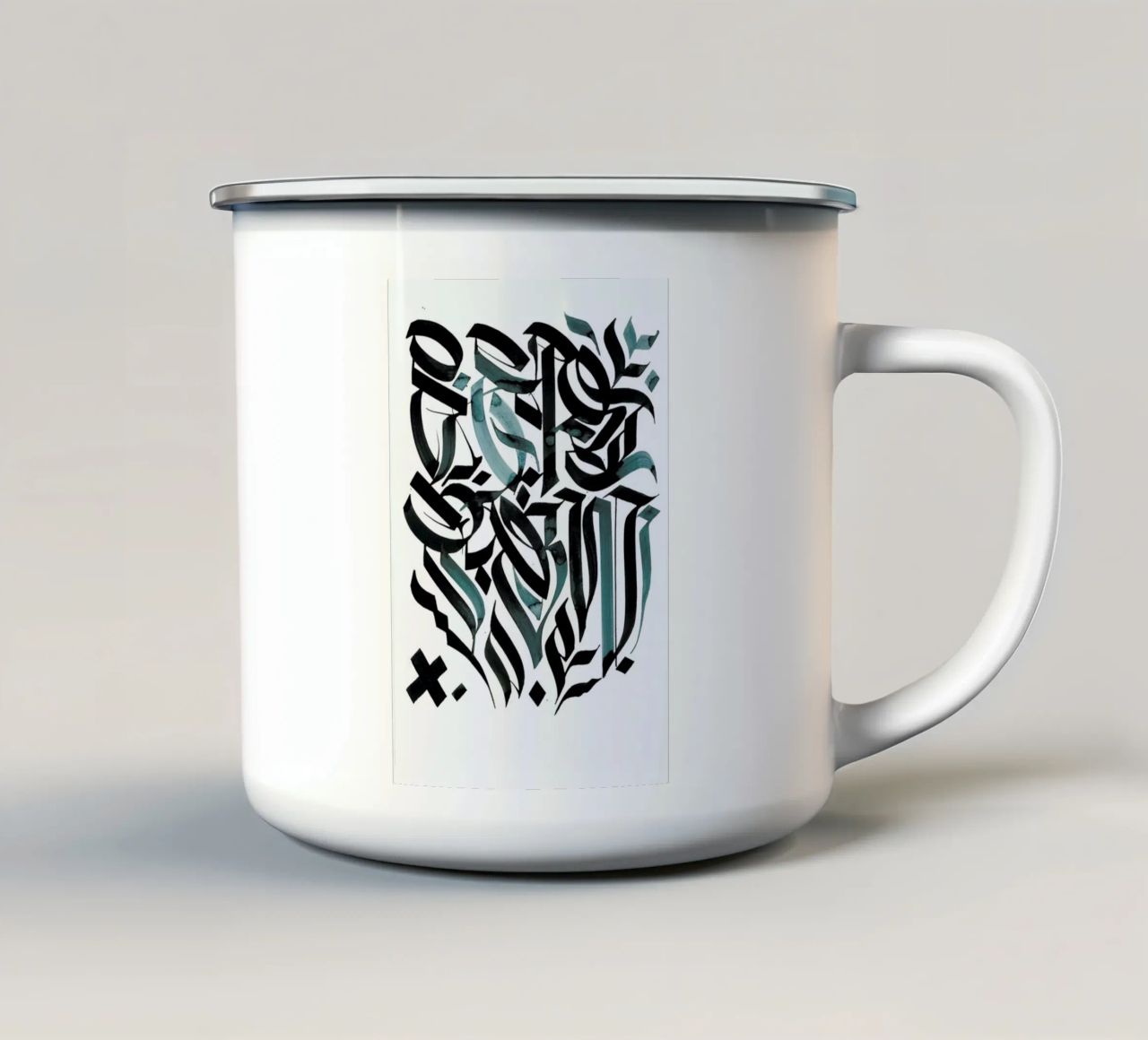 Blue Calligraphy tazza in smalto da Drury Brennan