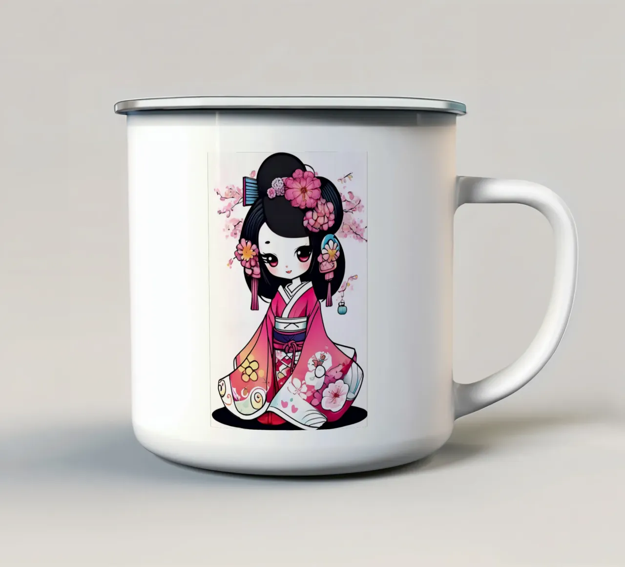 Petite Geisha 2 tazza in smalto da Rezh creations