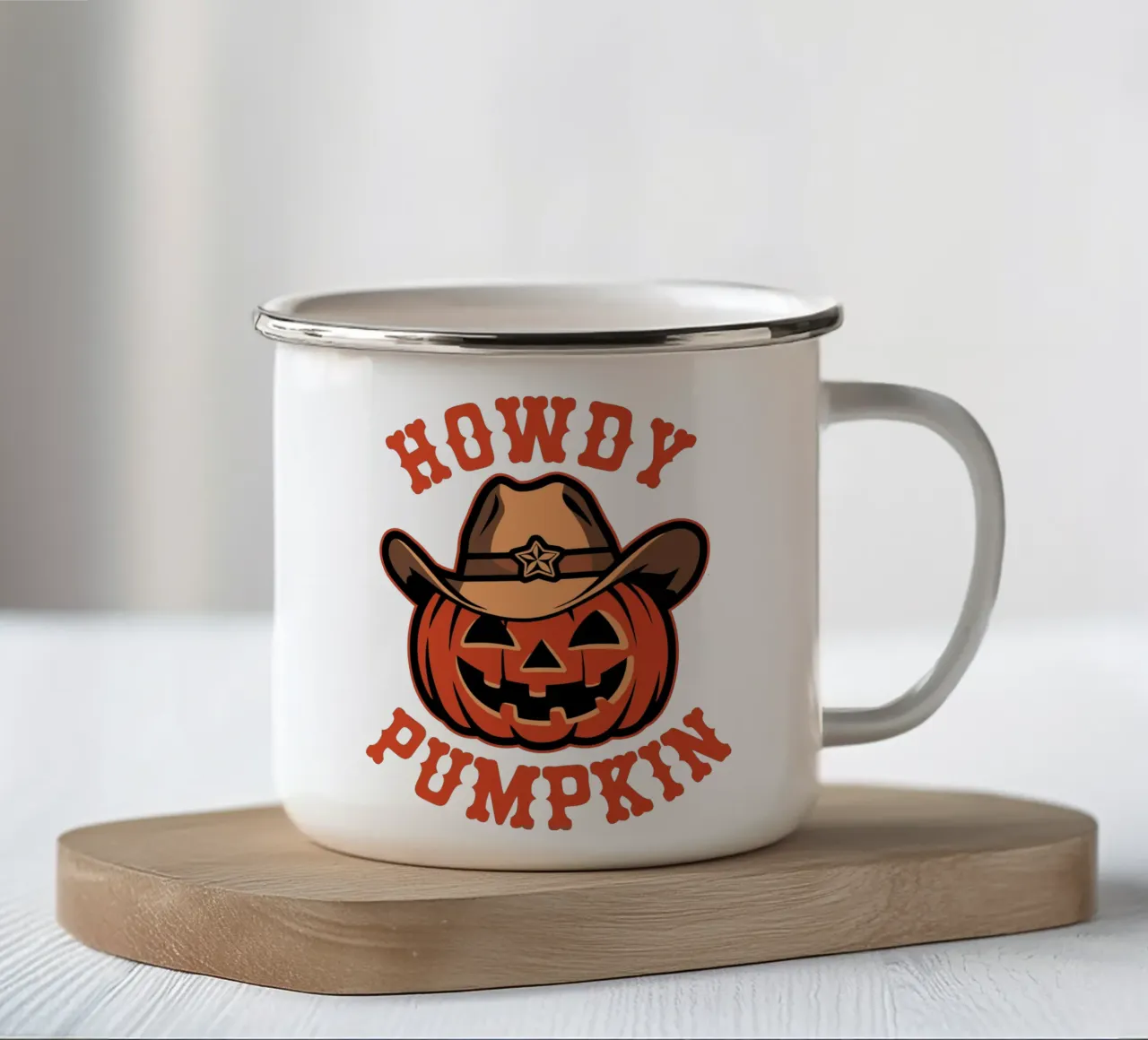 Howdy Pumpkin tazza in smalto da edsonramosart