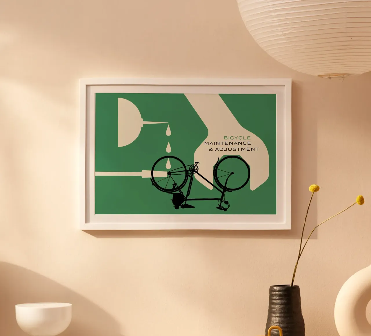 Bicycle Maintenance and Adjustment poster con telaio in legno da Hemingway Design
