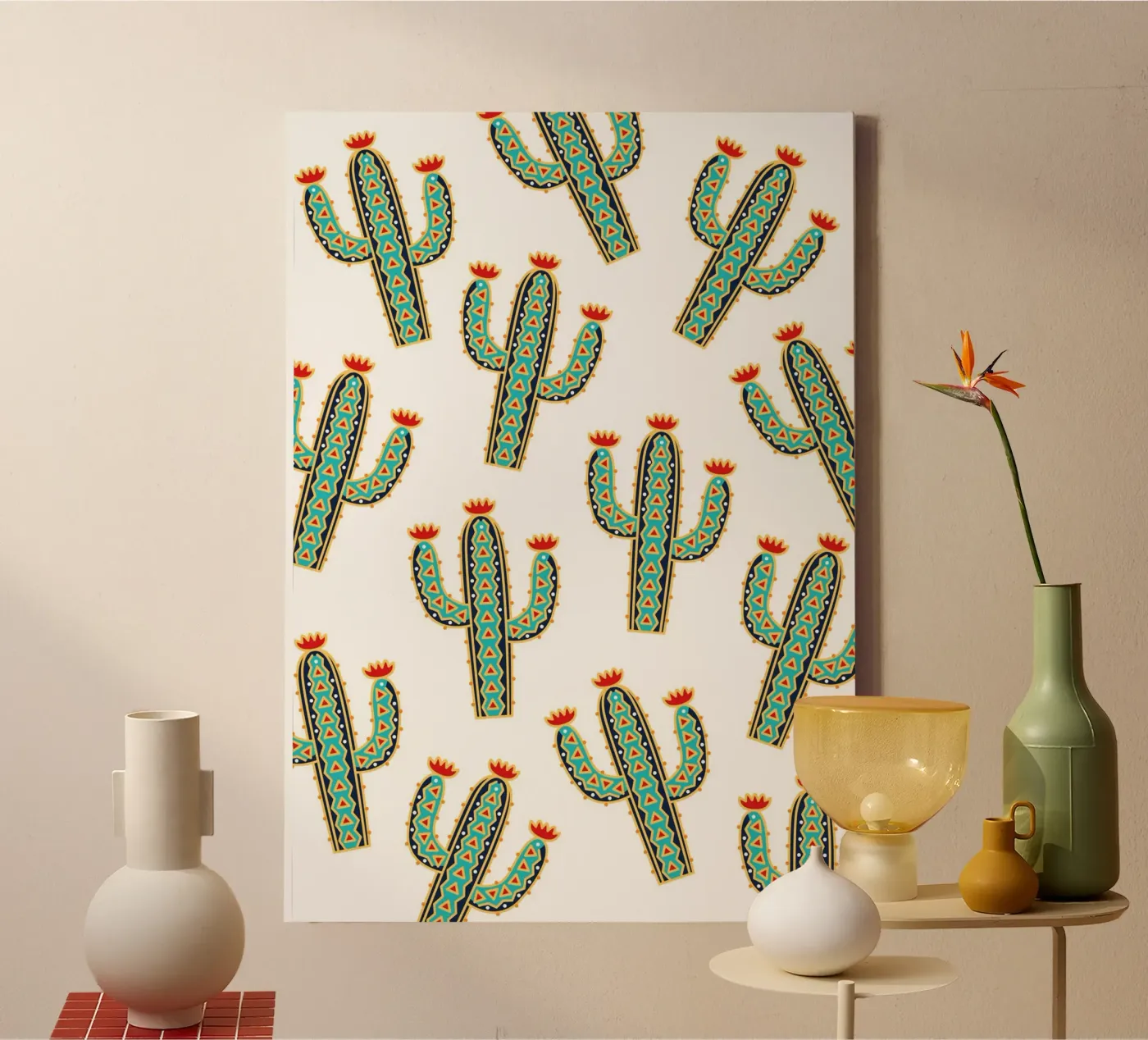 Cute cactus pattern canvas by Happypatterns