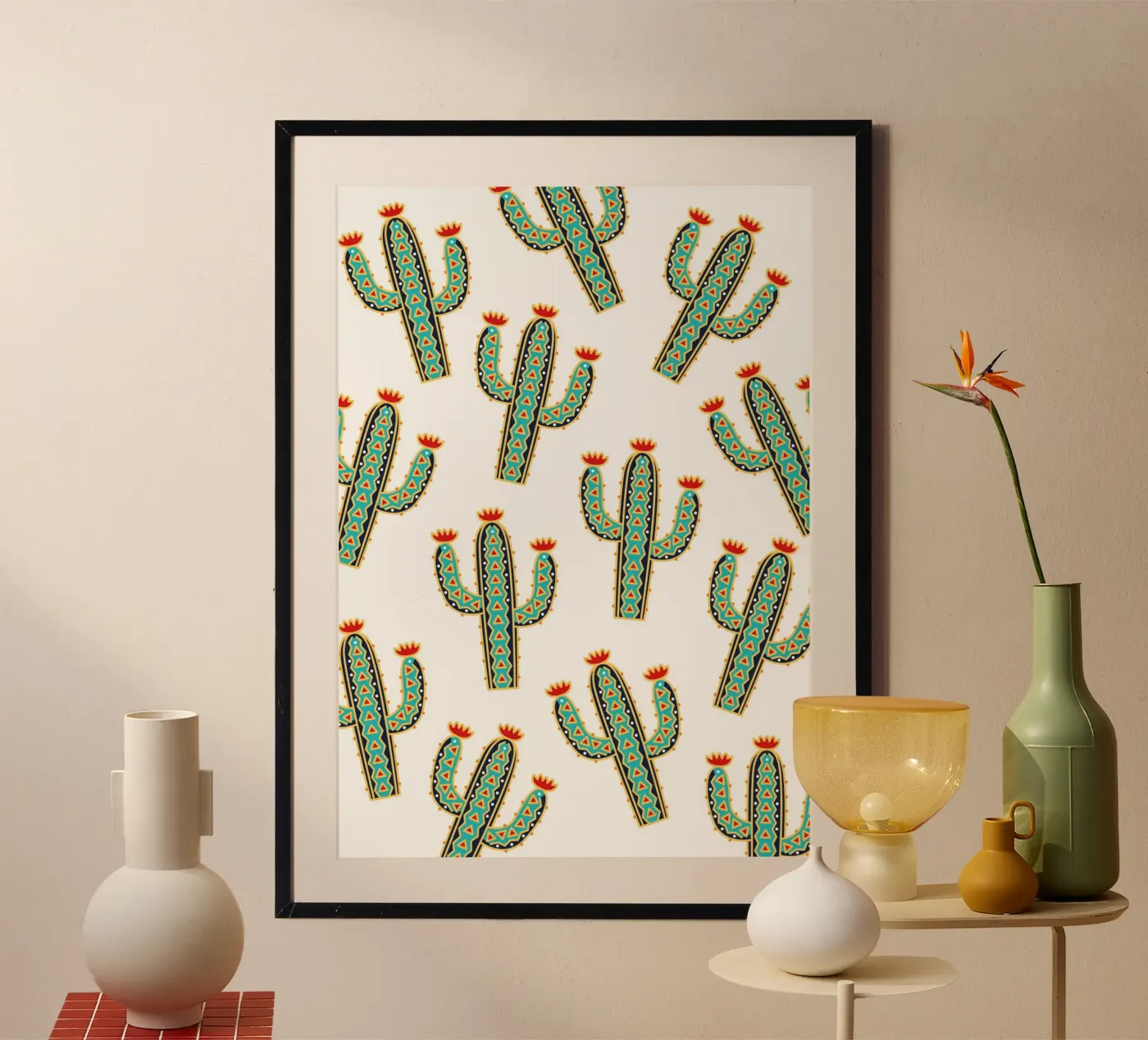 Cute cactus pattern poster by Happypatterns