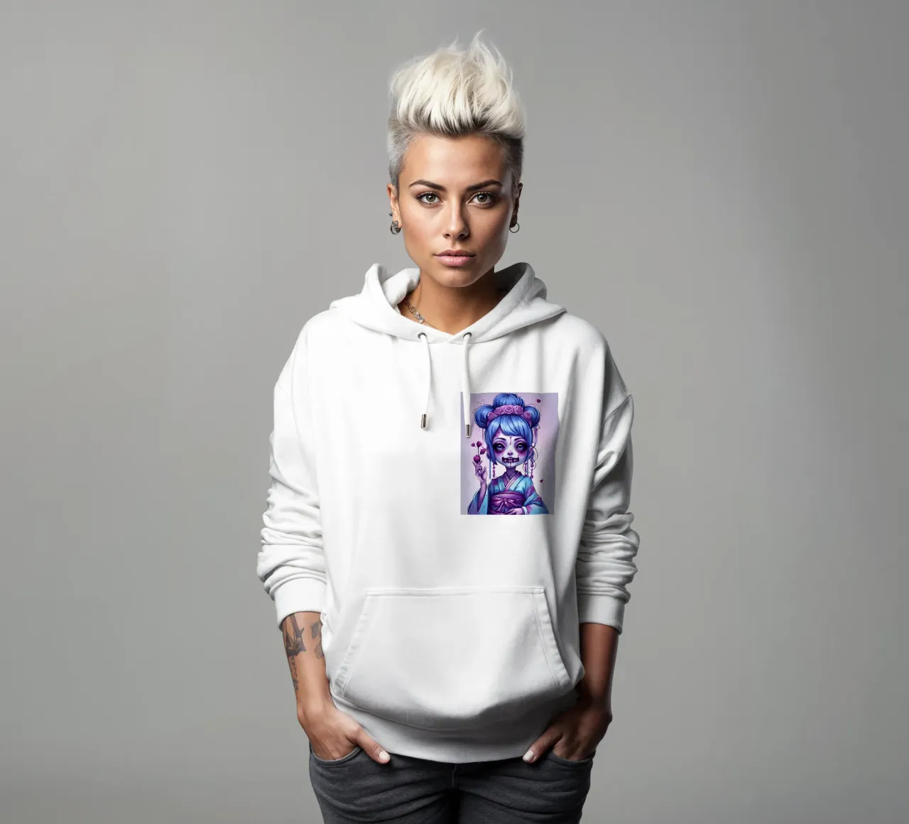 Geisha negra 6 sudadera con capucha de Rezh creations