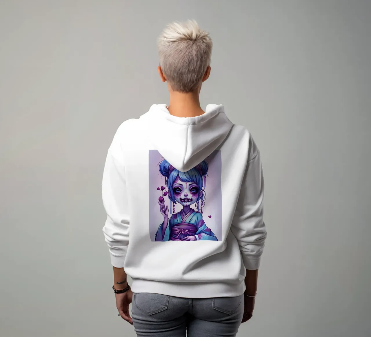 Geisha nera 6 felpa con cappuccio da Rezh creations