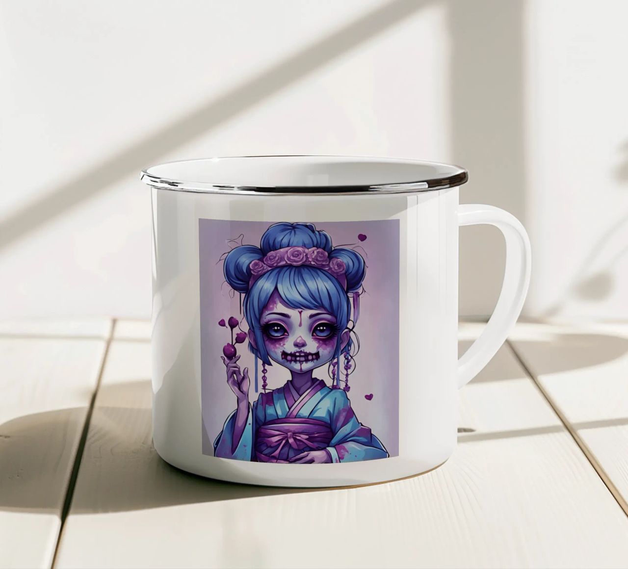 Geisha nera 6 tazza in smalto da Rezh creations