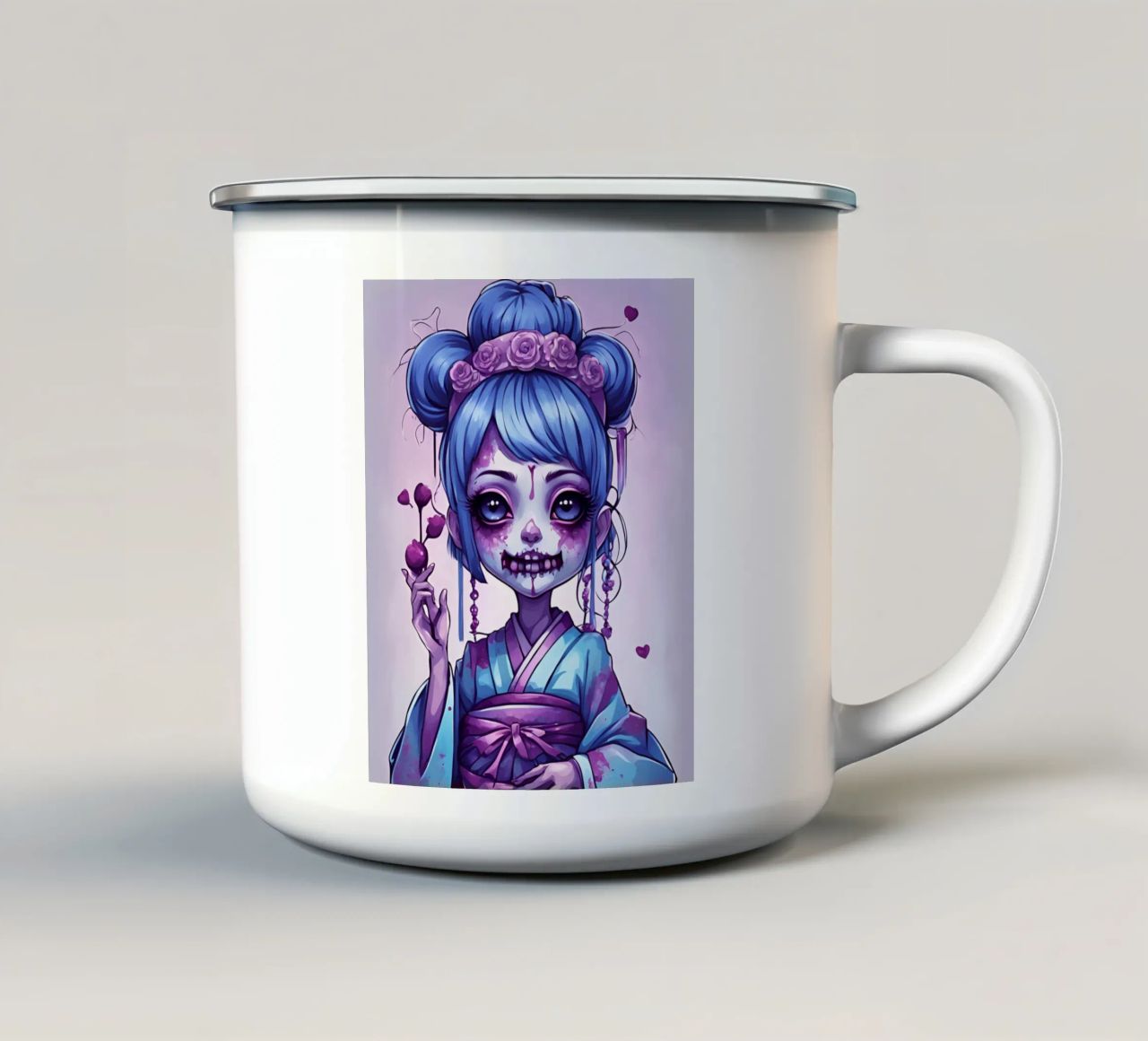 Geisha nera 6 tazza in smalto da Rezh creations