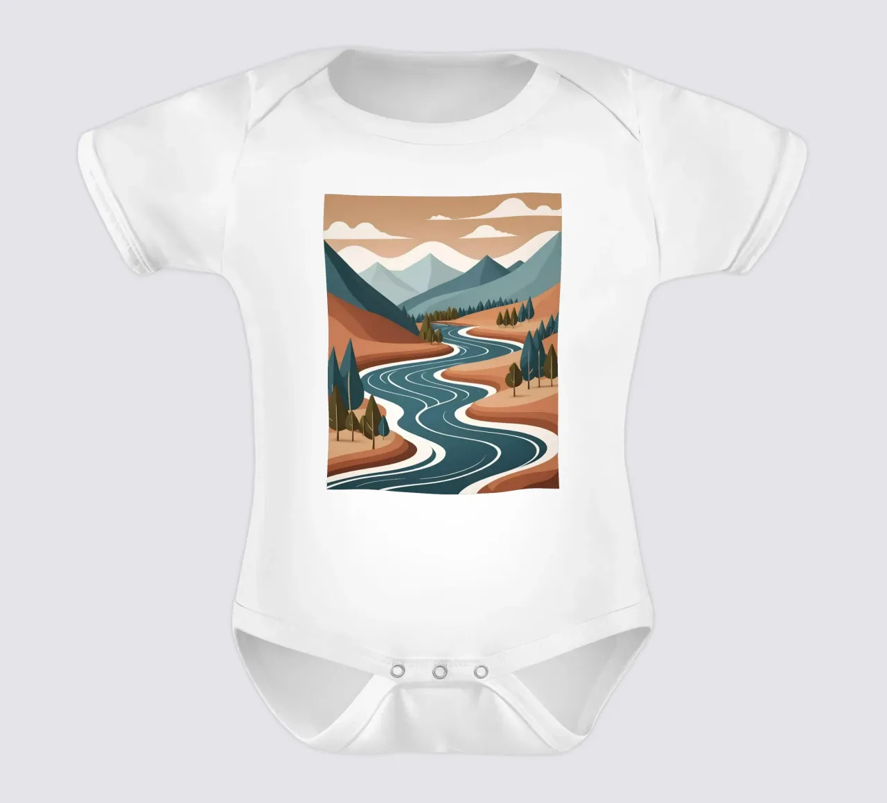 Valle del fiume serena body neonato maniche corte da Artistic-shop