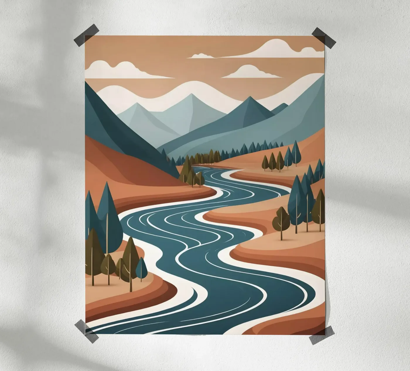 Serene River Valley poster van Artistic-shop