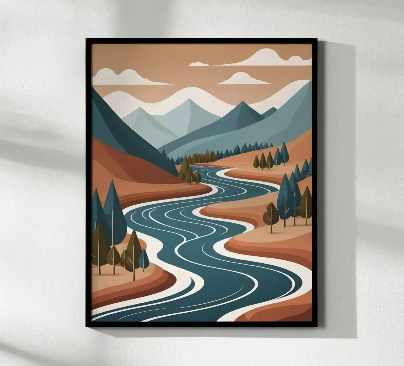 Serene River Valley poster van Artistic-shop