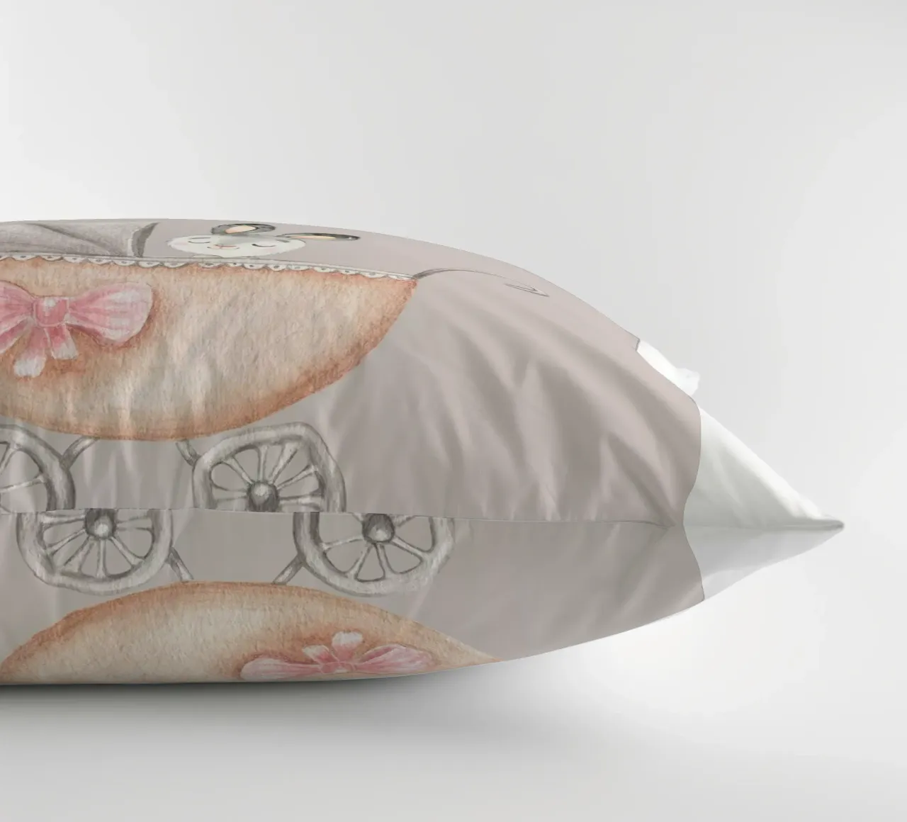 Little Bunny's Stroll decorative cushion by Doodle Dreams Art