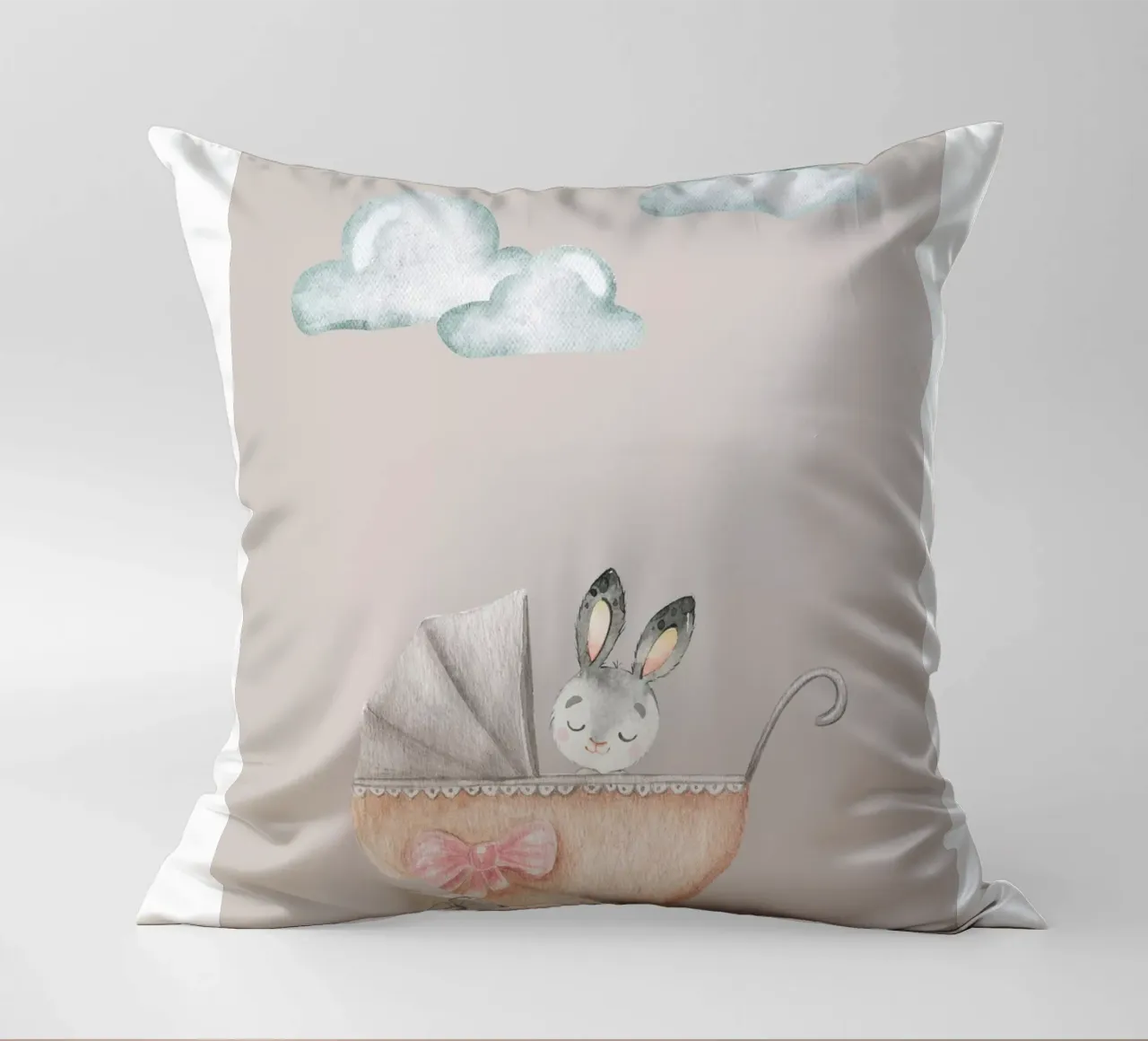 Little Bunny's Stroll decorative cushion by Doodle Dreams Art