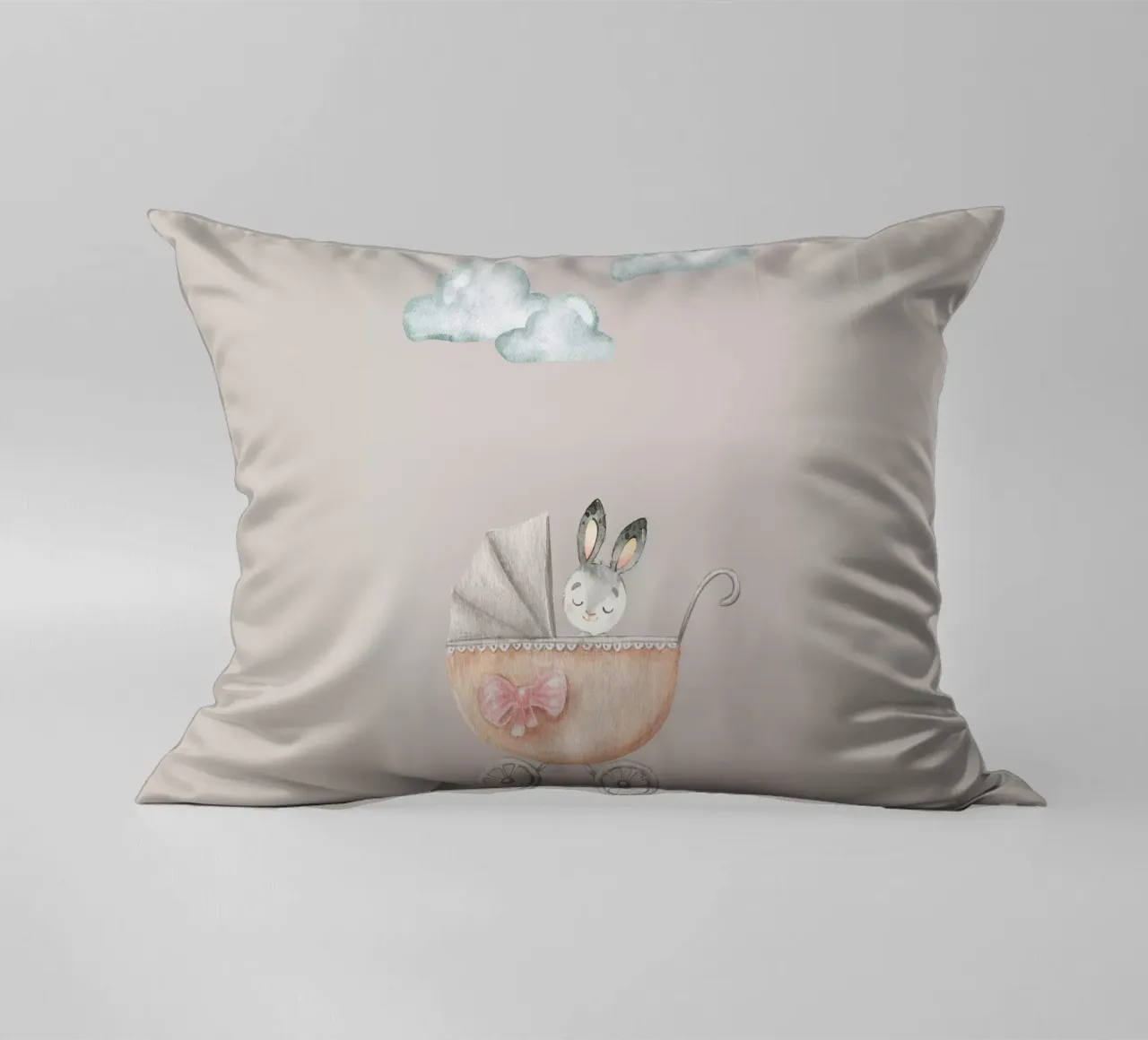 Little Bunny's Stroll decorative cushion by Doodle Dreams Art