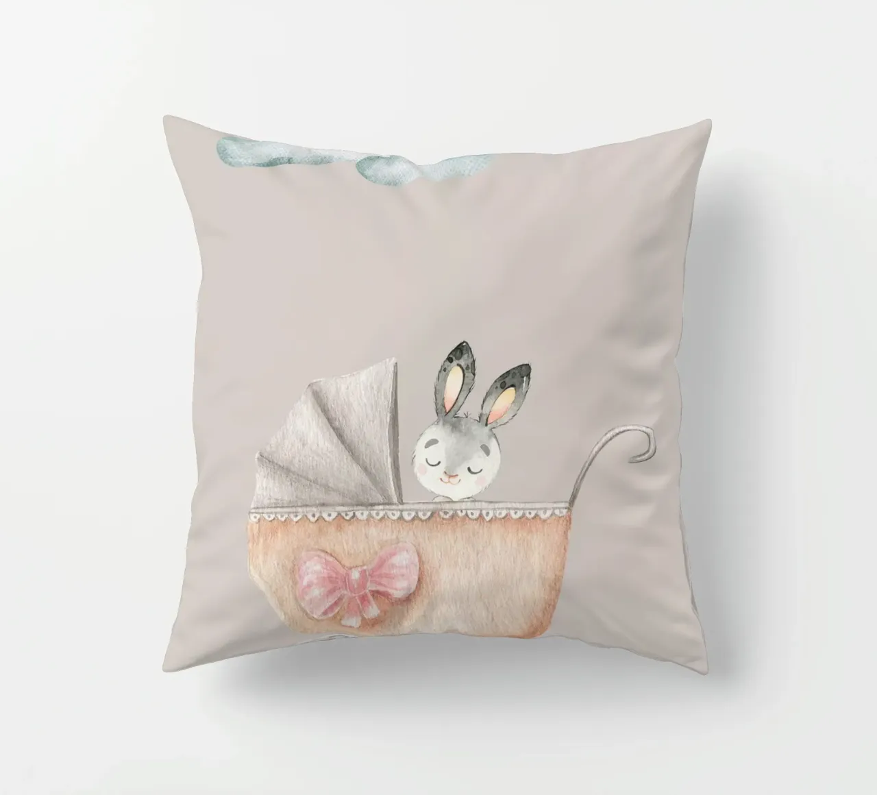 Little Bunny's Stroll decorative cushion by Doodle Dreams Art