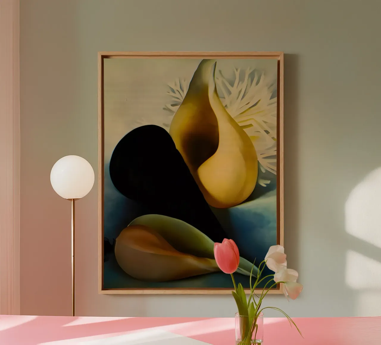 Georgia O'Keeffe - Tre conchiglie, 1937 tela con Cornice a cassetta da Kinsley