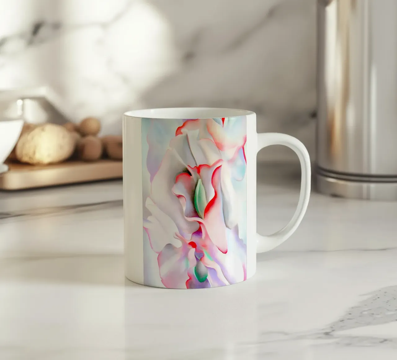 Georgia O'Keeffe - Piselli rosa II tazza in ceramica da Kinsley