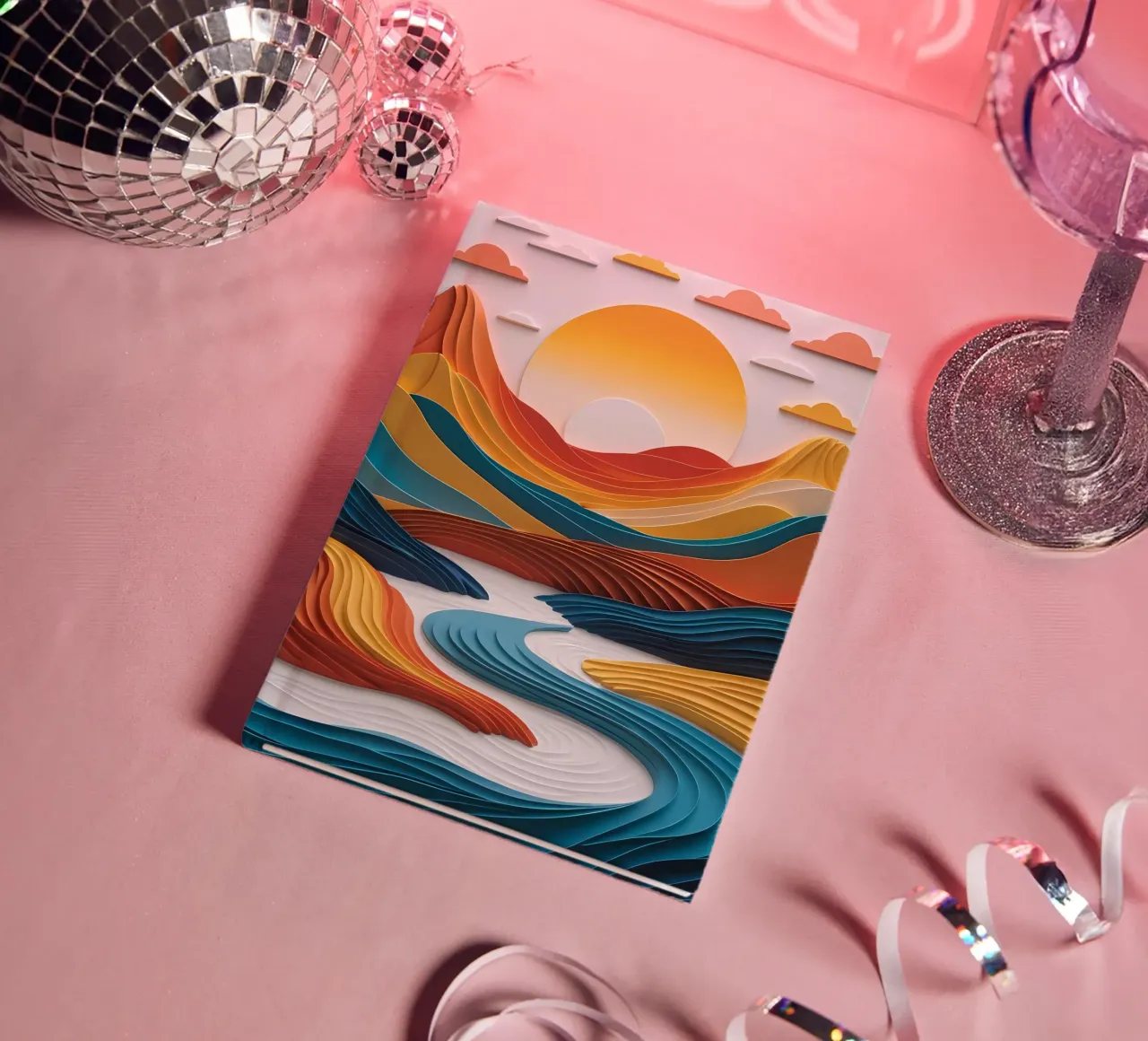 Sunset Serenity: A Papercrafted Mountainscape notebook by Artistic-shop