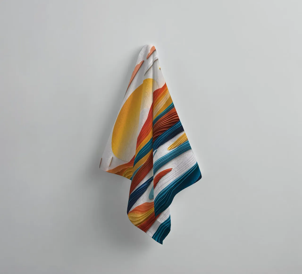 Sunset Serenity: A Papercrafted Mountainscape towel by Artistic-shop
