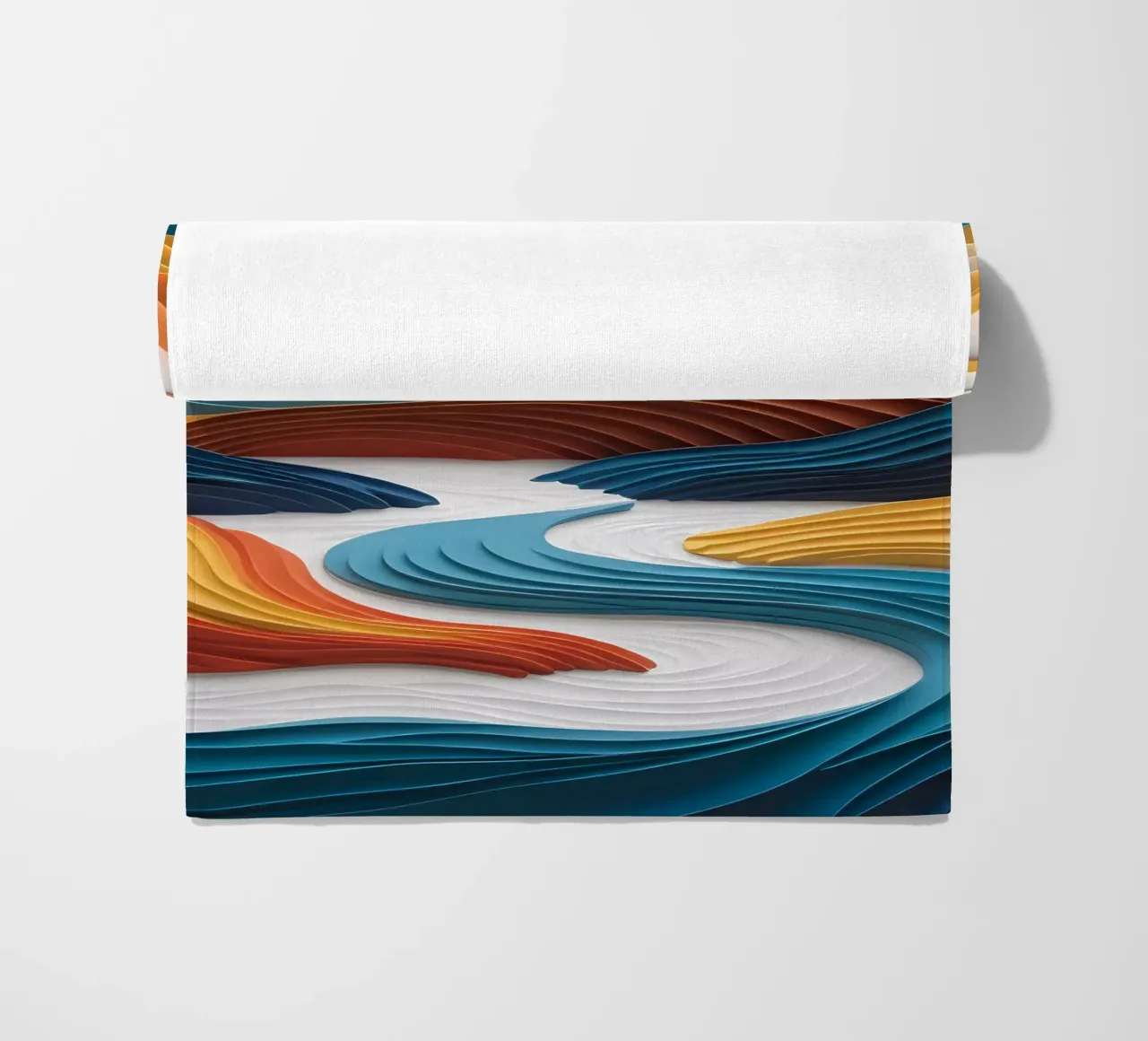 Sunset Serenity: A Papercrafted Mountainscape beach towel by Artistic-shop