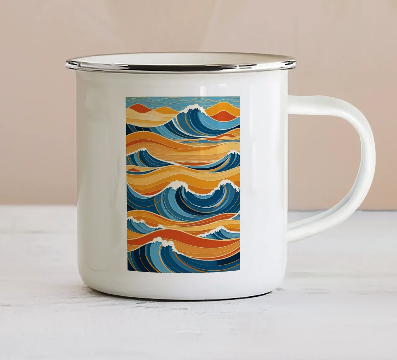 Oceaangolven in harmonie emaille mok van Artistic-shop