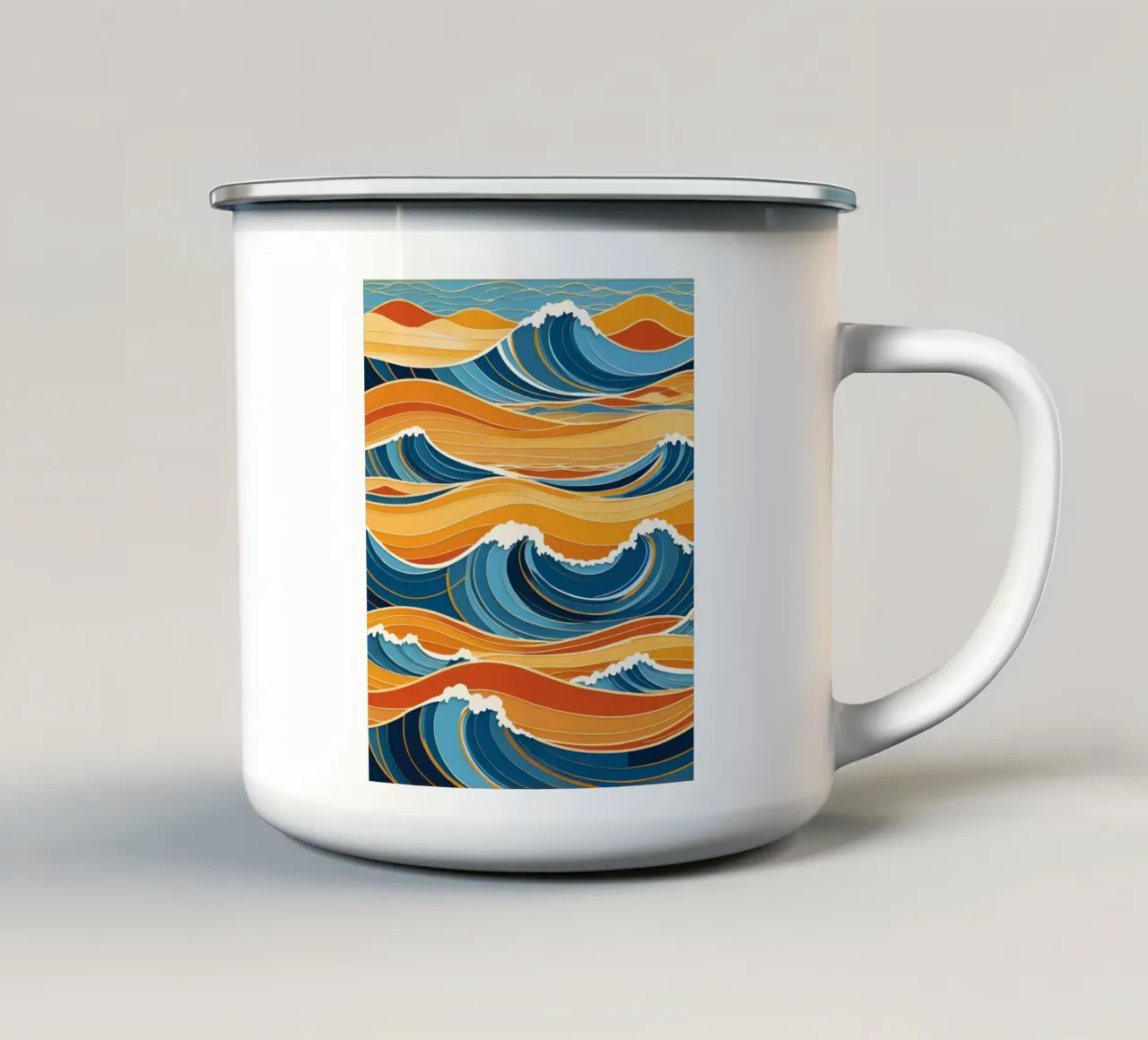Oceaangolven in harmonie emaille mok van Artistic-shop