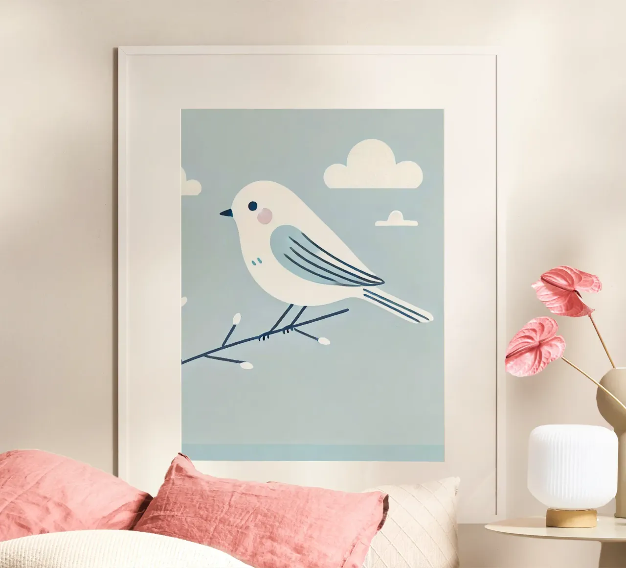 Colomba canterina poster con telaio in plastica da Alegria Fantasia