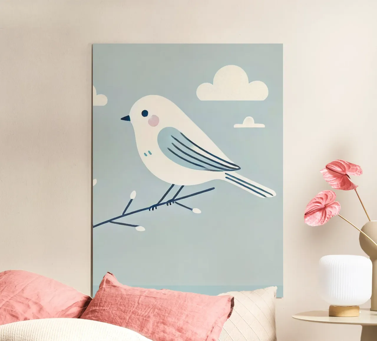 Colomba canterina poster con telaio in plastica da Alegria Fantasia