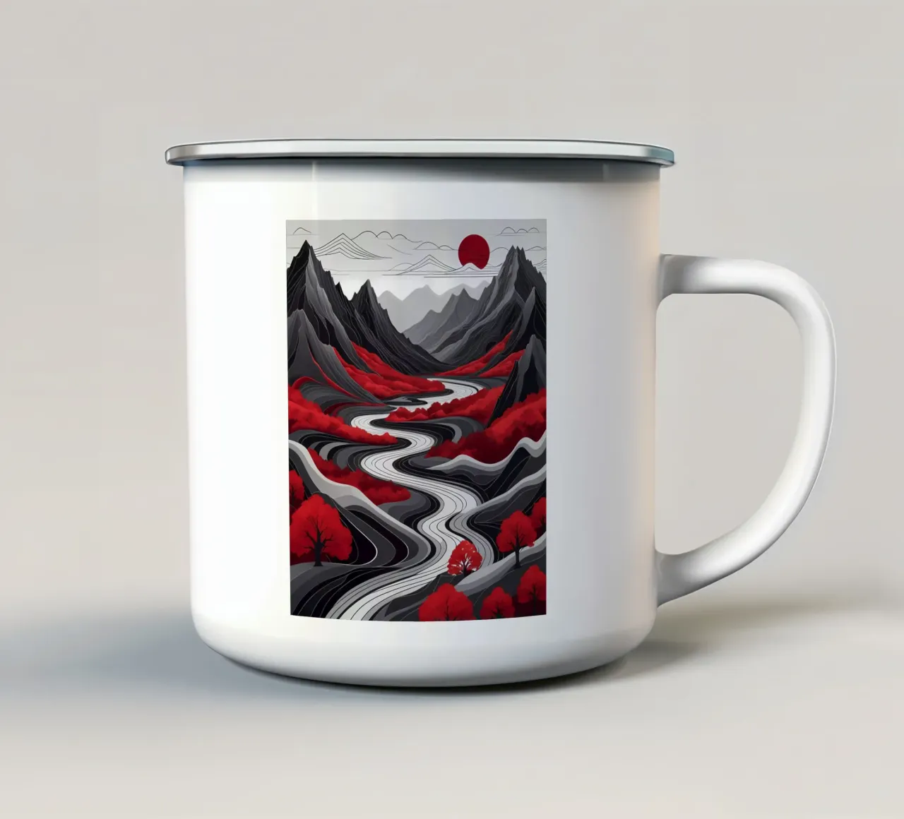 Fiume Crimson, Montagne Nere tazza in smalto da Artistic-shop
