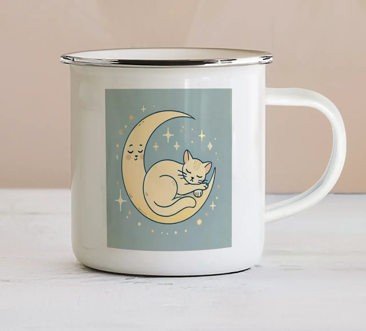 Gatto che dorme tazza in smalto da Alegria Fantasia