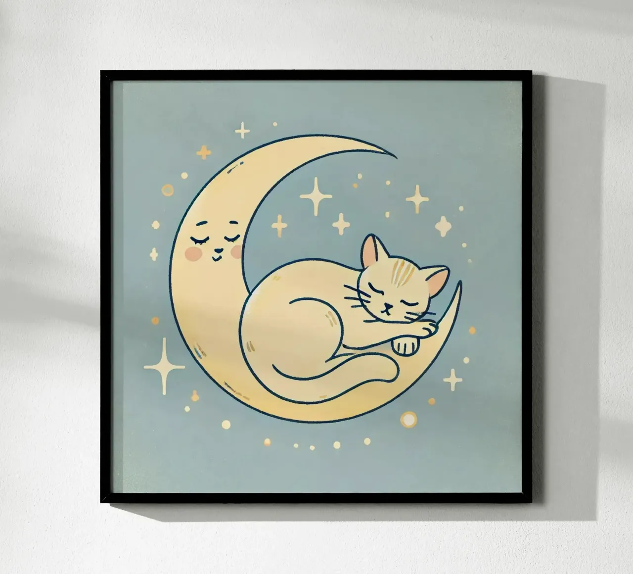 Gatto che dorme poster con telaio in alluminio da Alegria Fantasia