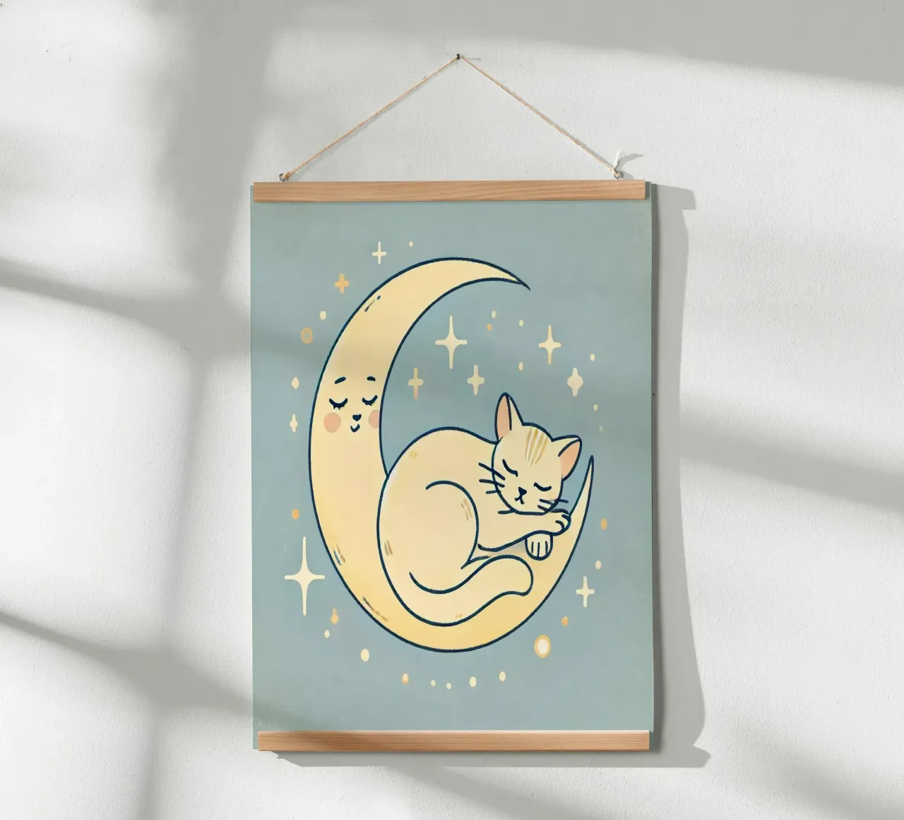 Gatto che dorme poster con telaio in alluminio da Alegria Fantasia