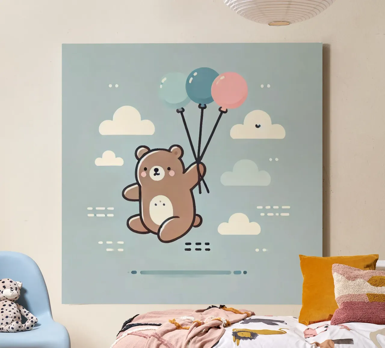 L'orso vola con i palloncini tela da Alegria Fantasia