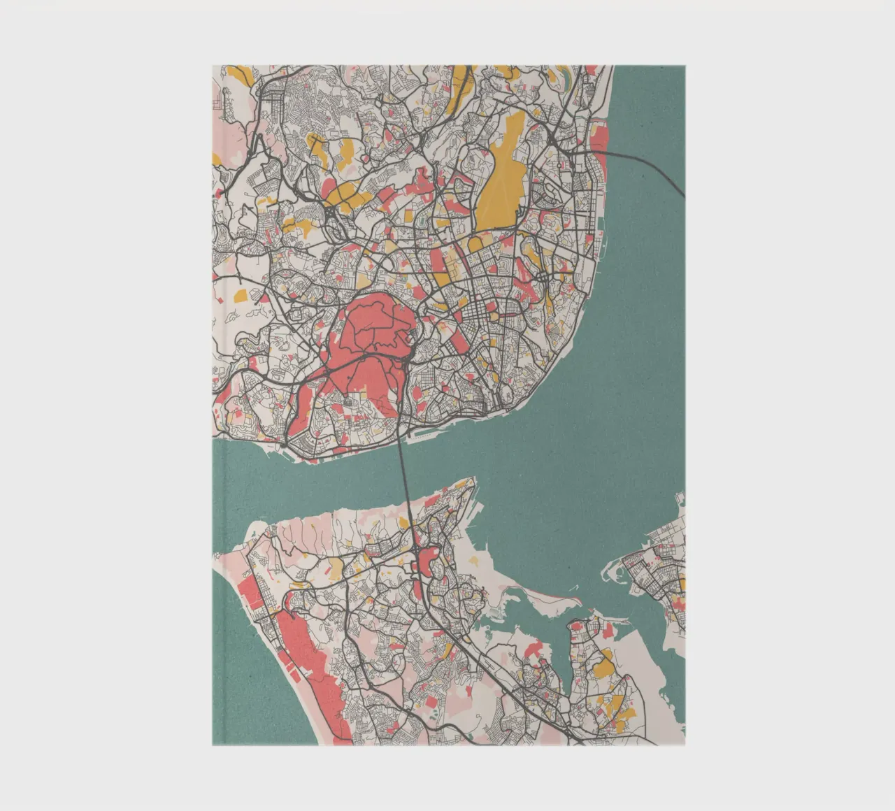 Experience Lisbon - Elegant city map as fine art print notebook by MOOODZART