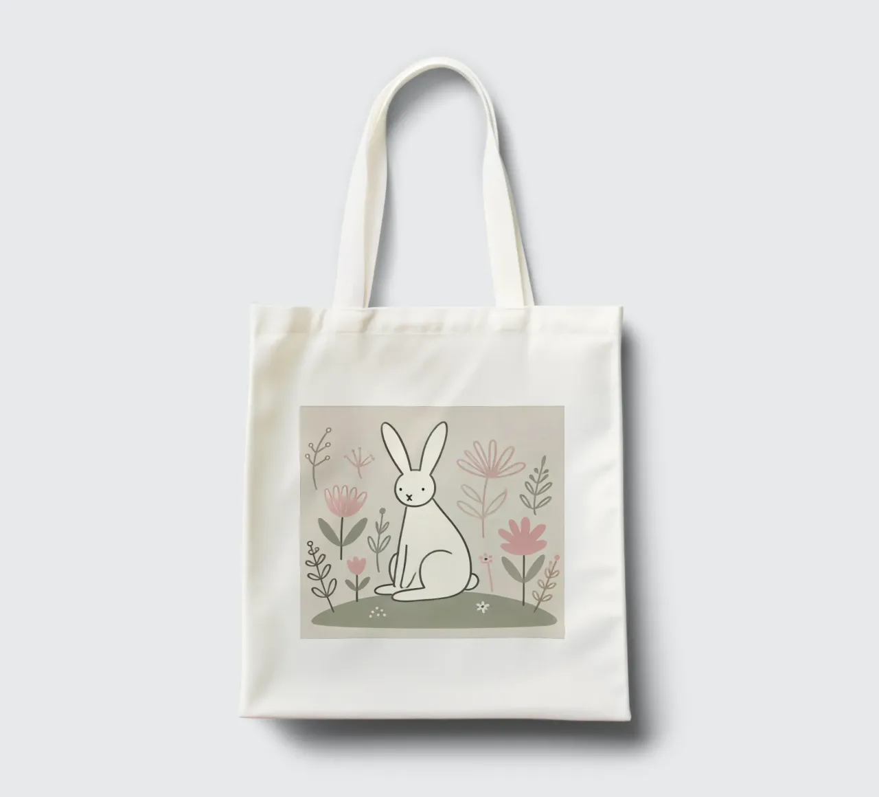 Hare on a flower meadow tote bag by Alegria Fantasia