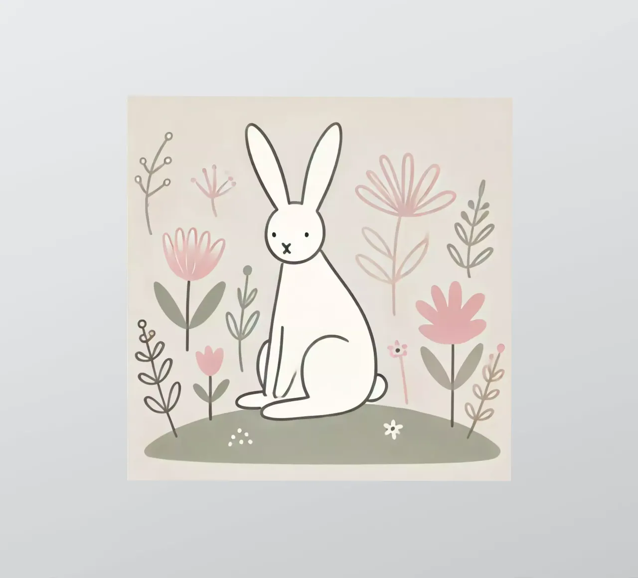 Lapin dans une prairie fleurie autocollant de Alegria Fantasia