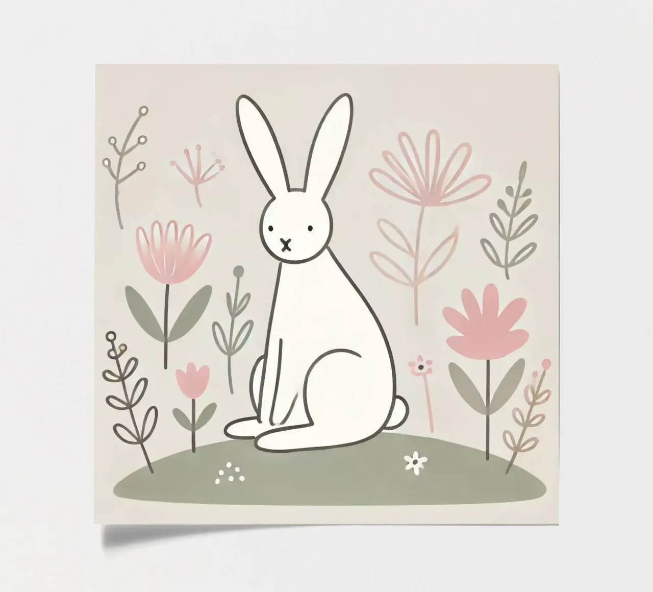 Lapin dans une prairie fleurie planche autocollant de Alegria Fantasia