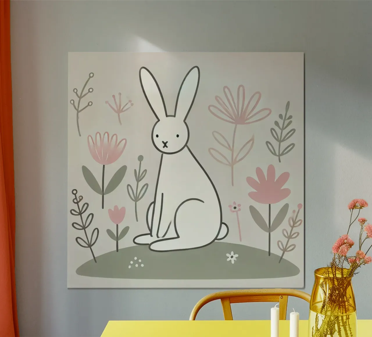 Lapin dans une prairie fleurie hahnemühle de Alegria Fantasia